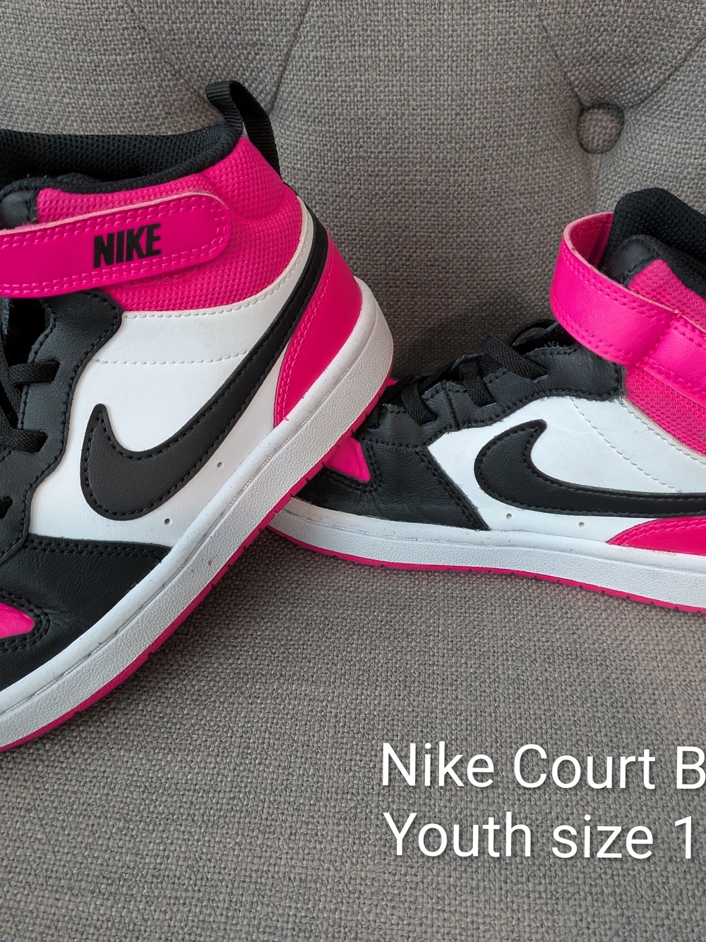 Nike High-Top Sneakers in White, Black & Hot Pink - Youth Size 1
